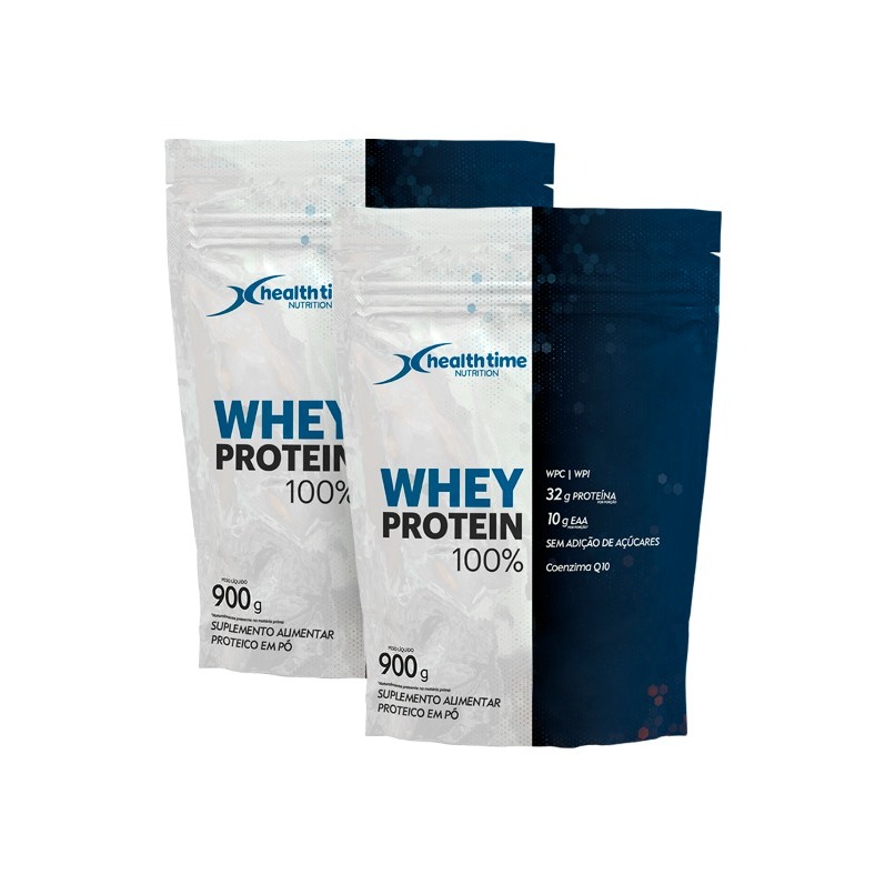 2x Whey 100% Health Time 900g (1,8kg) Isolado, Concentrado em Oferta na Shopee