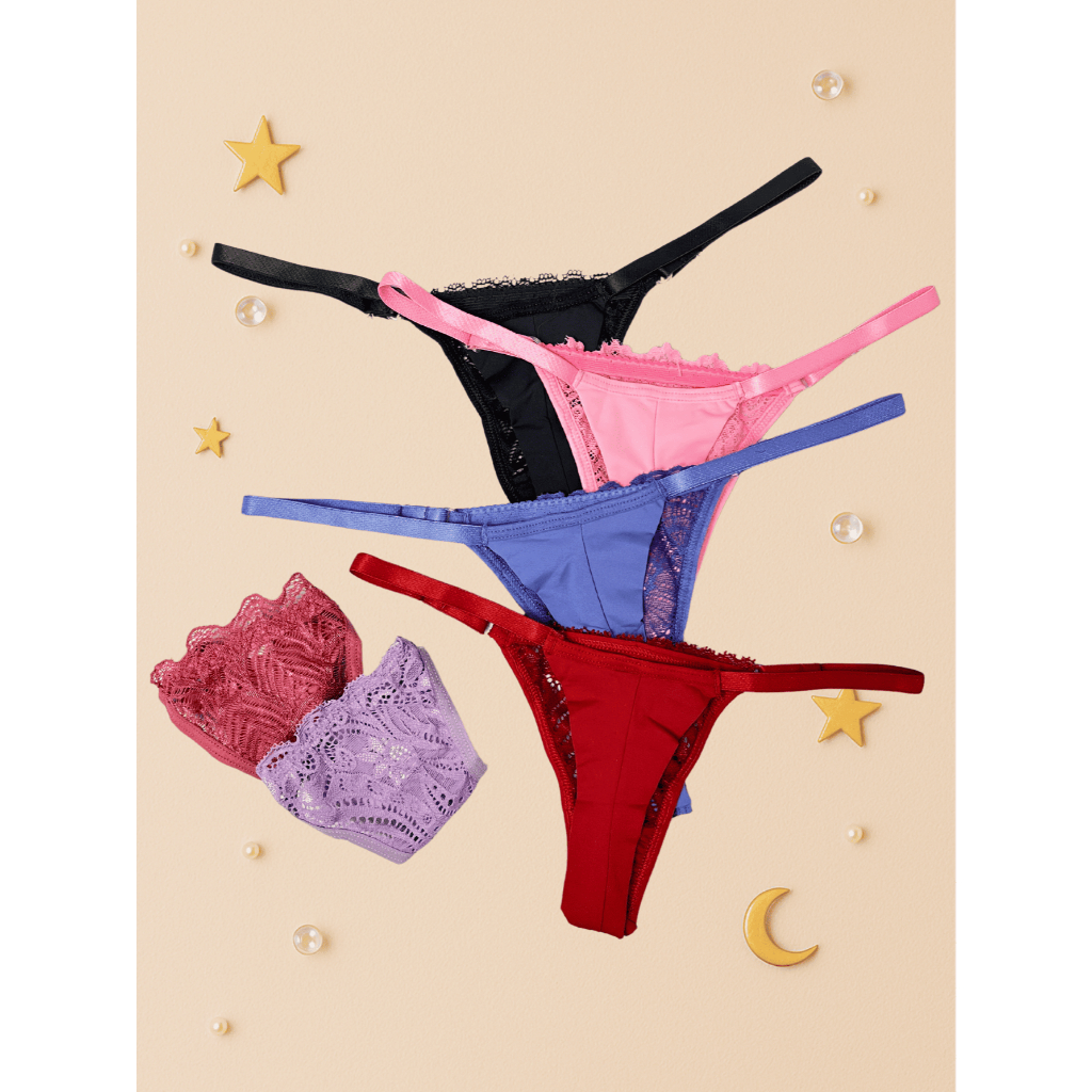 Kit c/5 Calcinha Fio Dental Fio Duplo Regulagem Lingerie Sexy em Oferta na Shopee