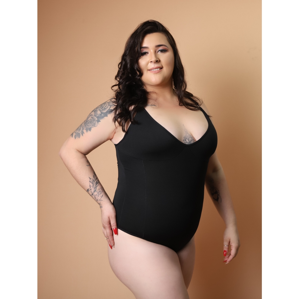 Cinta Body Modelador Plus Size Cinta Alta Compressão Sem Bojo  Body Feminino Suplex Alças Reforçadas