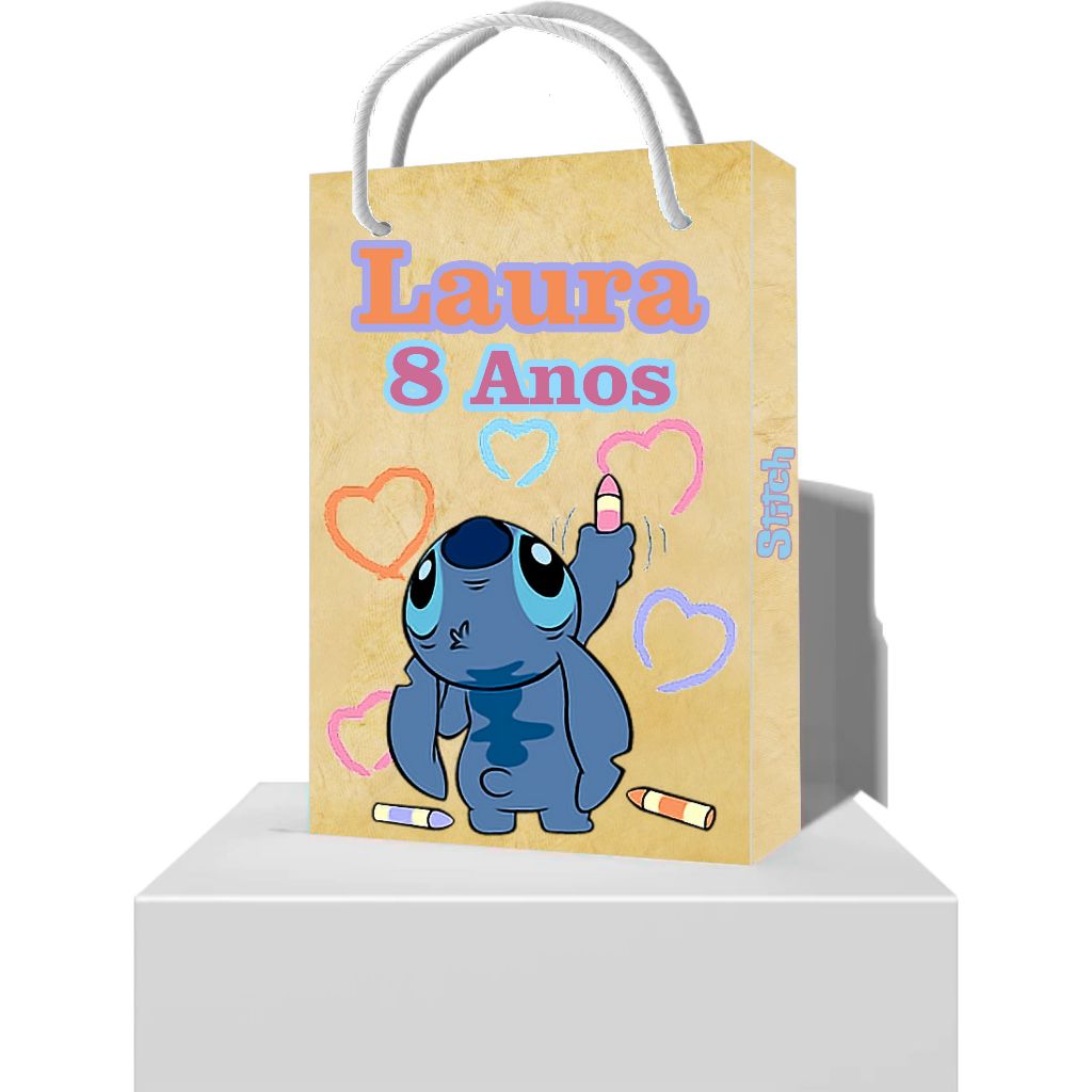 10 Sacolinhas Personalizadas para Lembrancinha Tema Stitch - Sacola Festa Infantil Stitch
