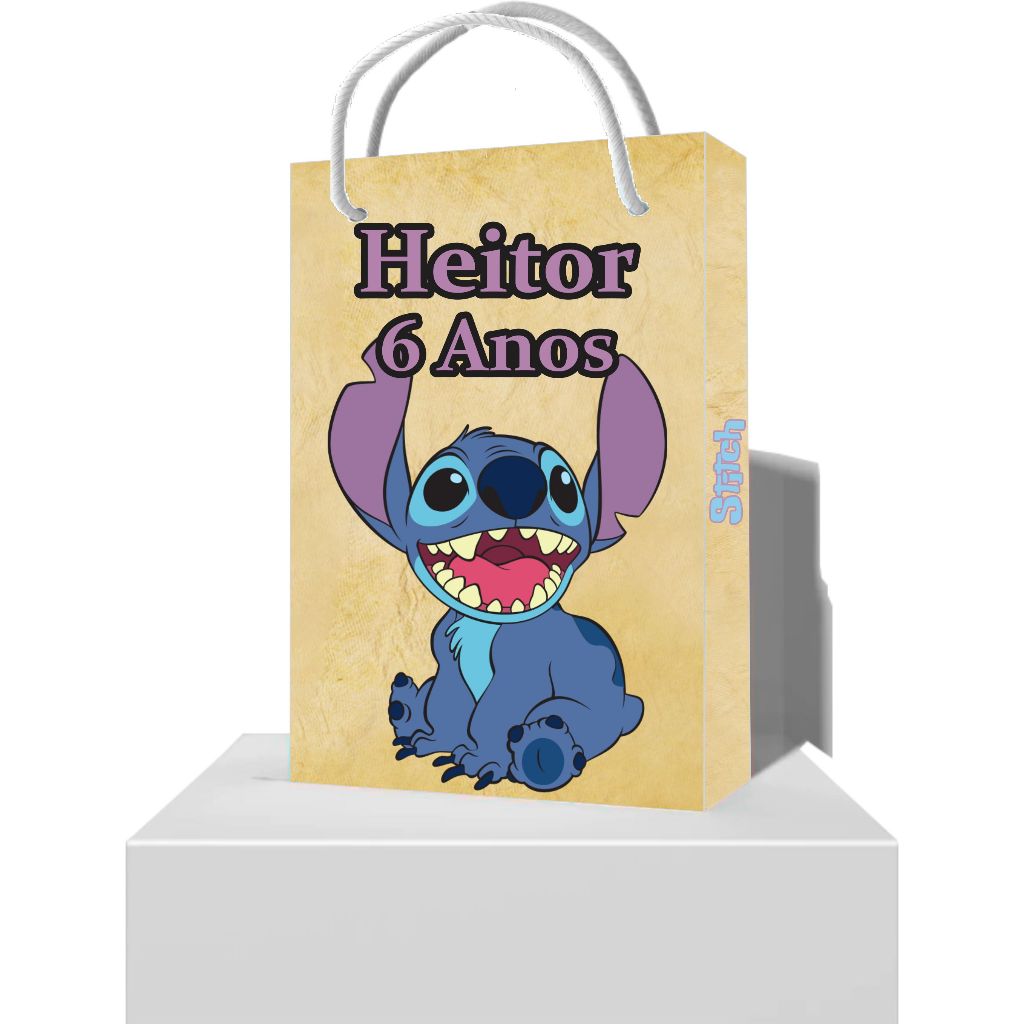 10 Sacolinhas Personalizadas para Lembrancinhas Tema Stitch - Sacolinha Surpresa Stitch