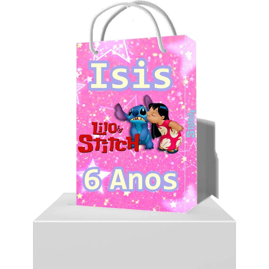 10 Sacolinha para Lembrancinha Personalizada Lilo e Stitch - Sacola Festa Infantil Lilo e Stitch