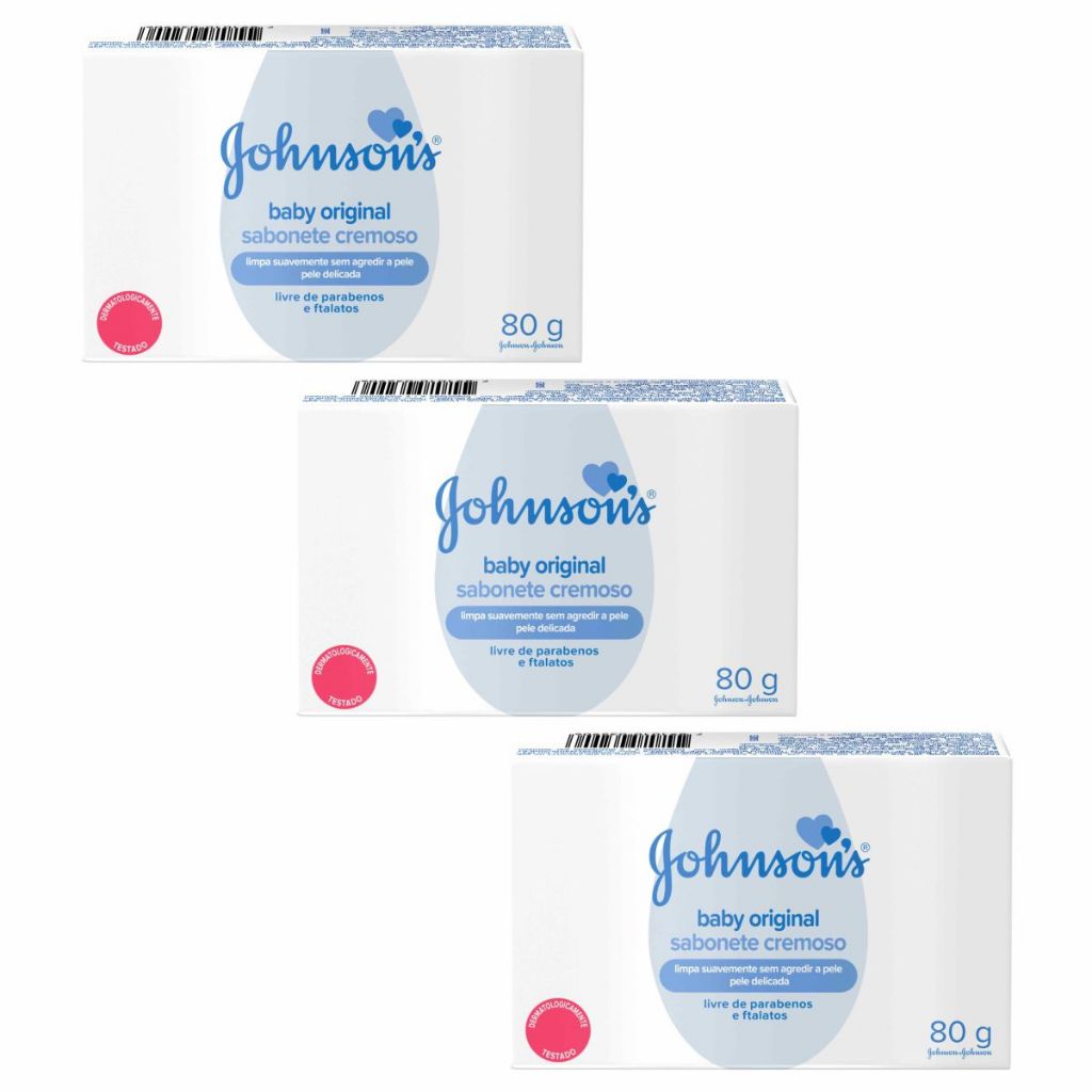 Kit 3X Sabonete Em Barra Johnson´s Baby Original 80g