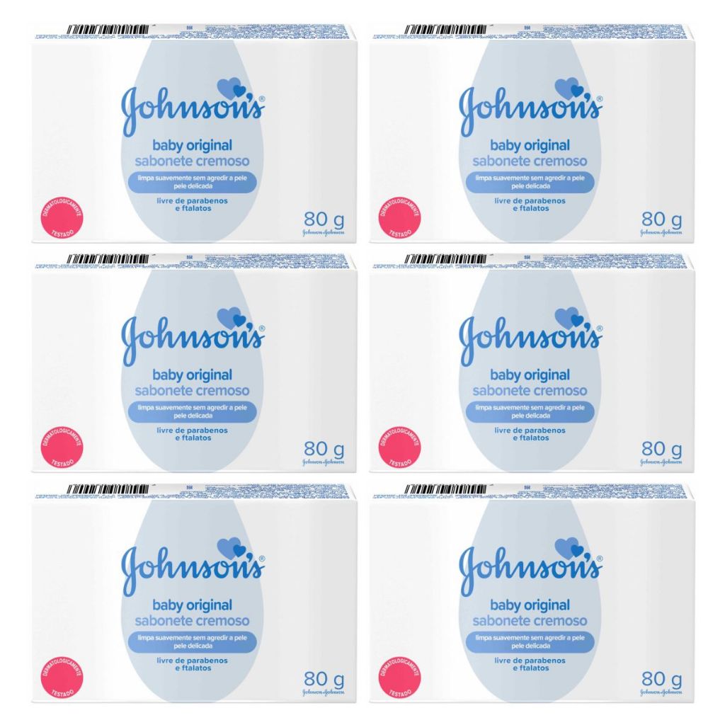 Kit 6X Sabonete Em Barra Johnson´s Baby Original 80g