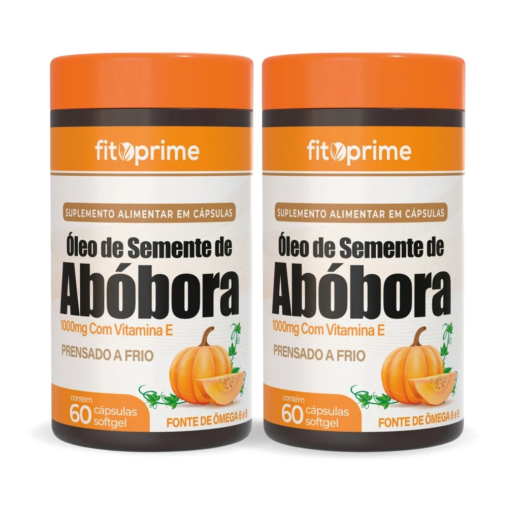 Kit 2x Potes Óleo de Semente de Abóbora 1000mg com Vitamina E 60 cápsulas - Fitoprime em Oferta na Shopee