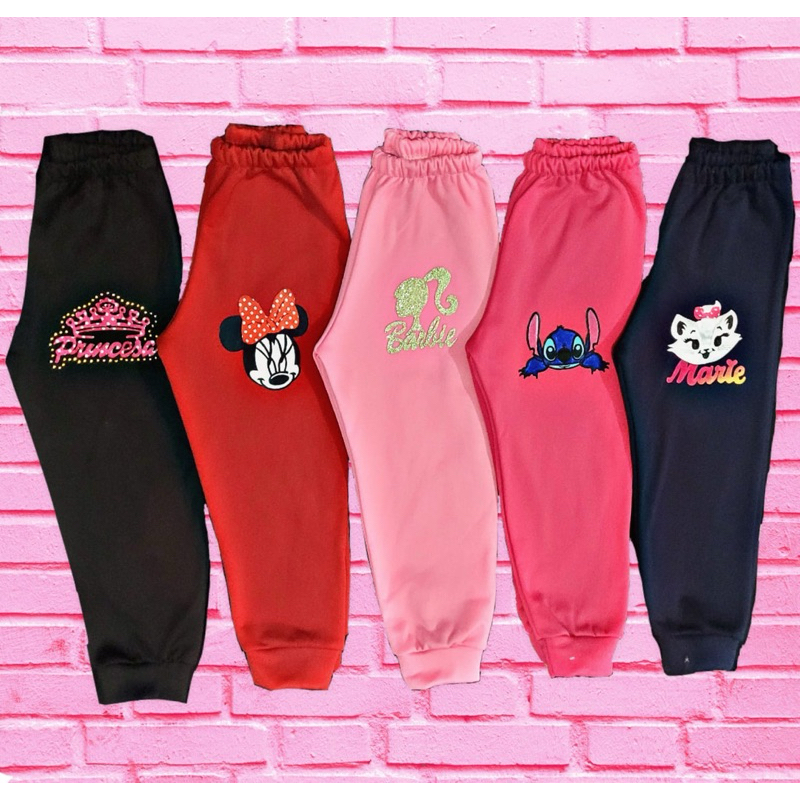 Kit 4 calças de moletom flanelado Infantil estampas personagens
