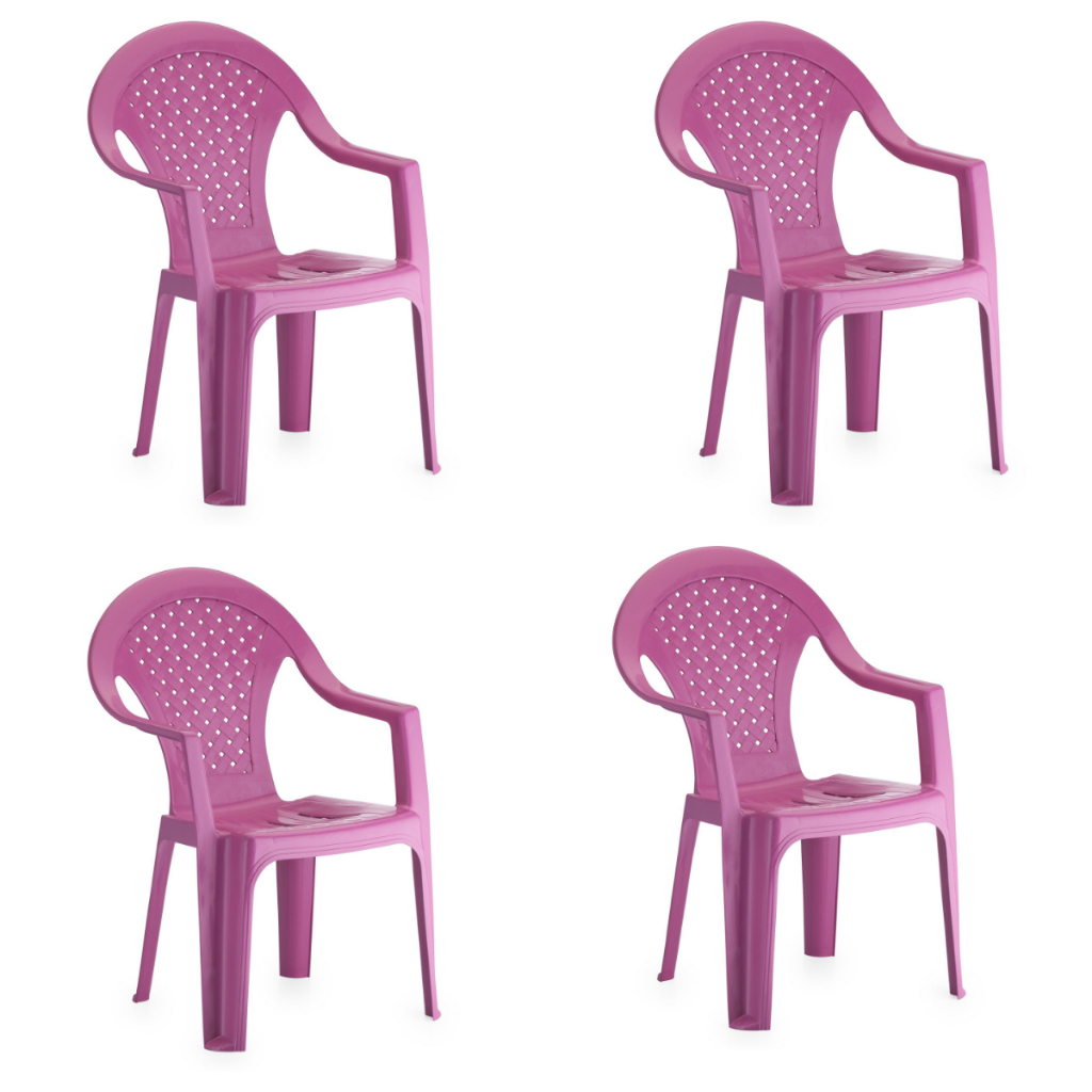 Kit 4 Cadeiras Infantis Rosa Poltrona Infantil Resistente