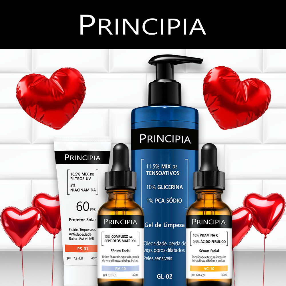 Principia Kit Dia das Mães Avançado:Gel de limpeza, Sérum Vitamina C-10, Sérum Peptídeos Matrixyl, Protetor solar facial
