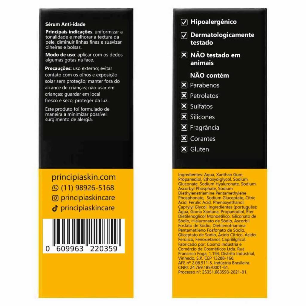 Principia Kit Avançado: Gel de limpeza, Sérum Vitamina C-10, Sérum Peptídeos Matrixyl, Protetor solar facial