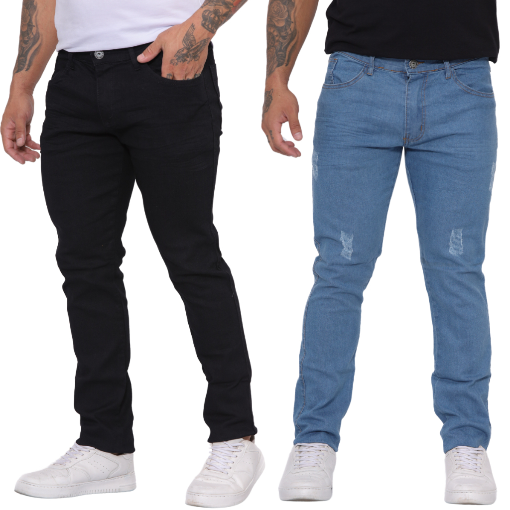 Kit Com até 2 Calça Jeans lycra Masculino Plus Size e Normal Adulto Qualidade PREMIUM