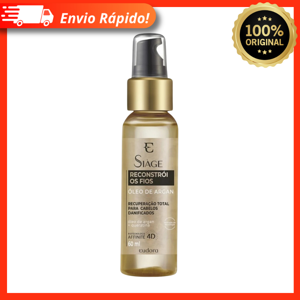Óleo De Argan Siàge Reconstrói Os Fios Evita Ressecamento E Frizz 60ml - Eudora