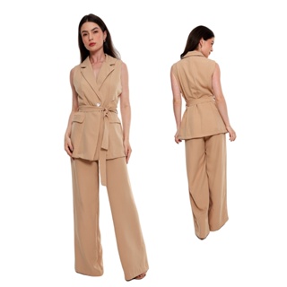 Conjunto Calça Pantalona social e Blazer colete feminino .HBD-CON-049 em Oferta na Shopee