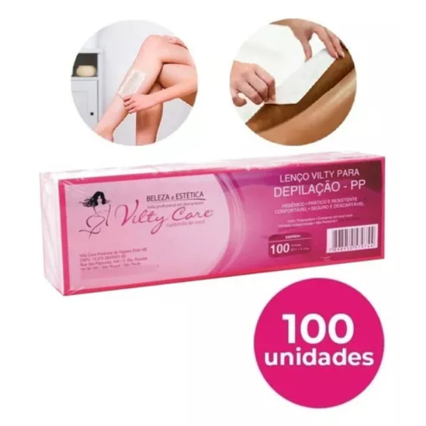 Vilty Care Papel Depilatorio Tnt Visual Lenço Tecido Depilação 100 unid