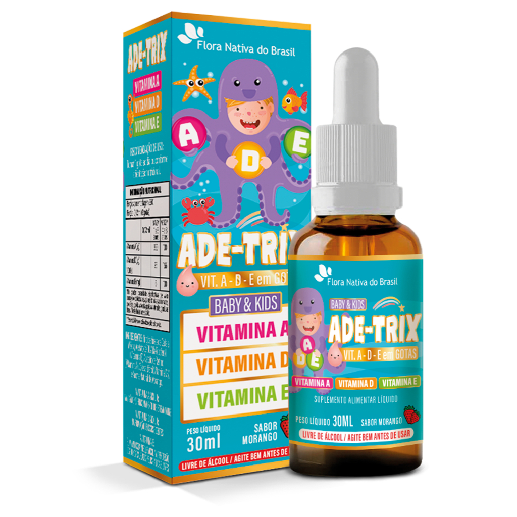 KIDS - ADE-TRIX (Vit. A D E) 30ml Sabor Morango SUPLEMENTO ALIMENTAR VITAMINA PARA CRIANÇA
