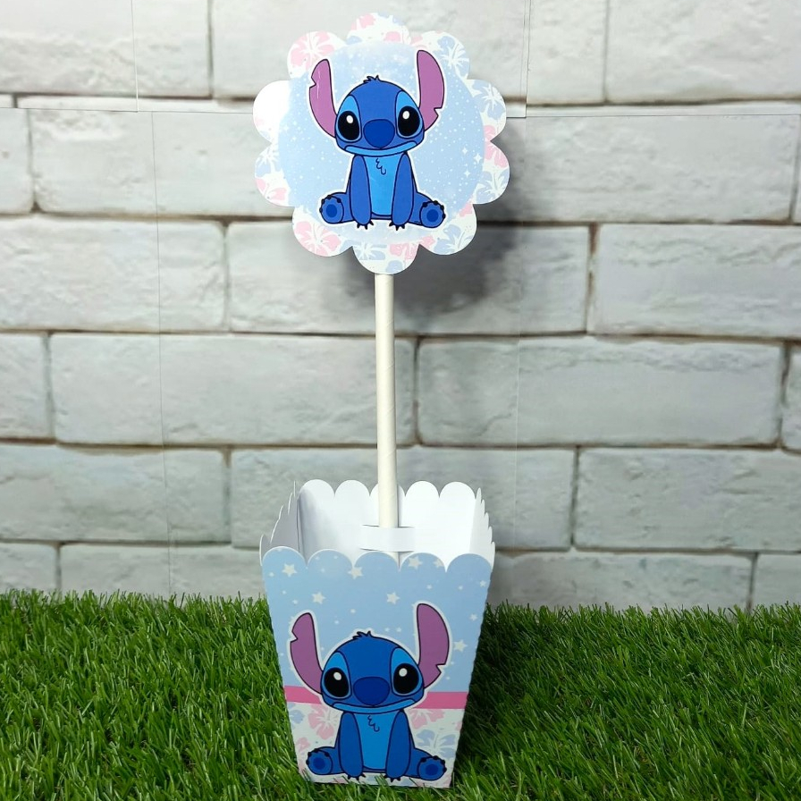 Kit de Centro de mesa Stitch | Arranjo Enfeite Cachepô | Lembrancinha | Festa | Personalizado PEGUE E MONTE