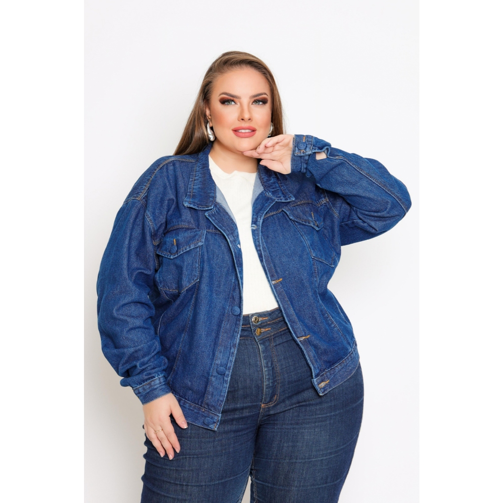 INFINITO MODA Jaqueta Jeans Feminina plus size Botão Encapado Tendência Da Moda Novo