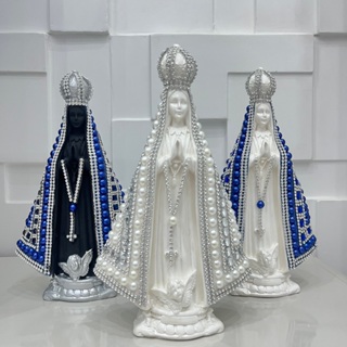 Nossa Senhora Aparecida em Pérolas e strass prata Azul ou Branca em Oferta na Shopee