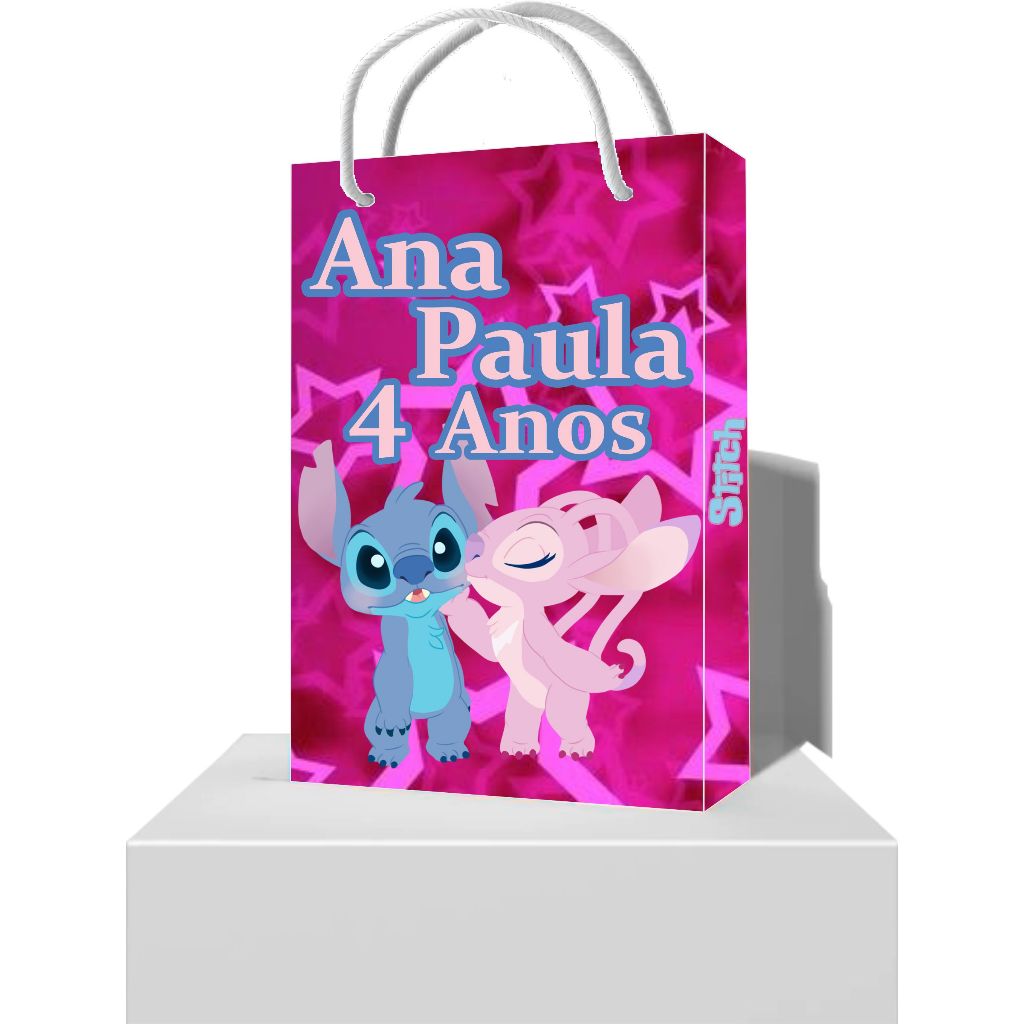 10 Sacolinha Angel e Stitch Personalizadas - Sacolinha Surpresa para Lembrancinha Stitch e Angel