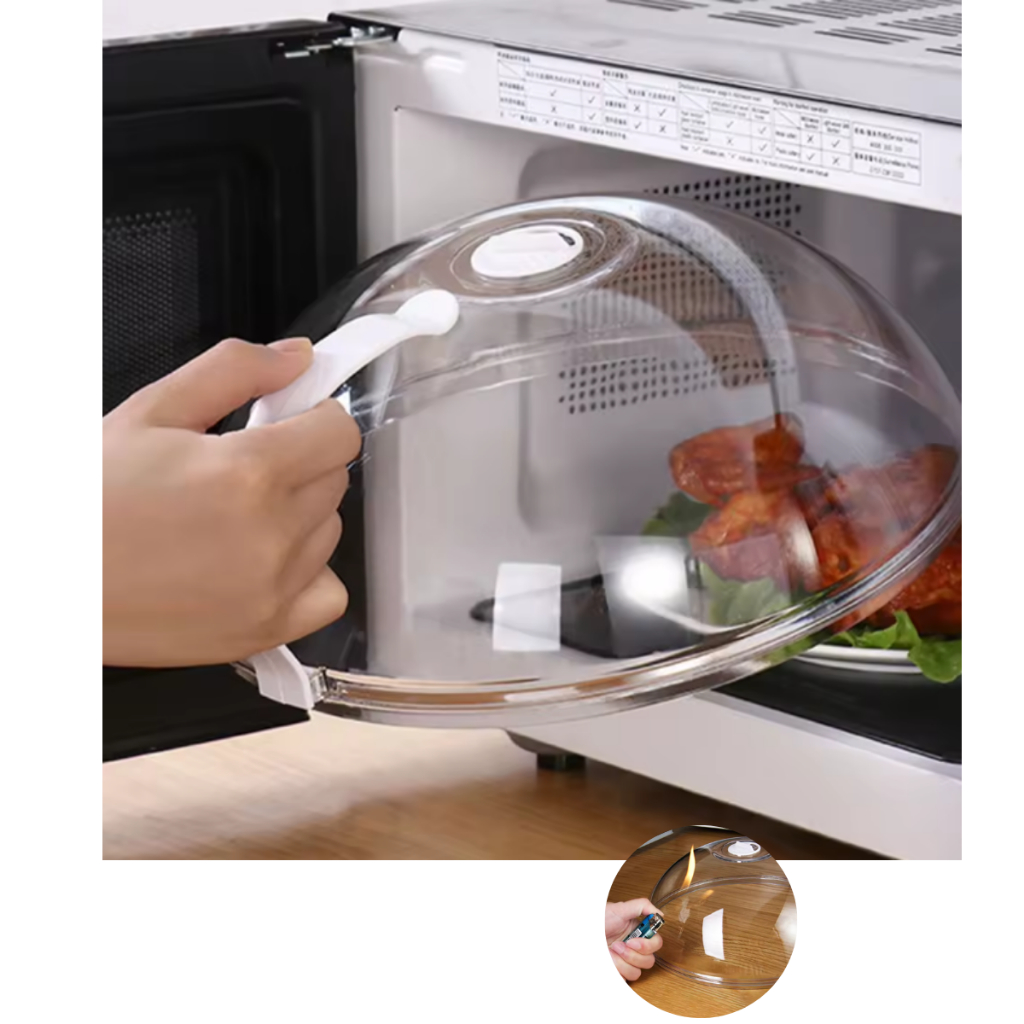 Tampa de Microondas com Alça e Válvula - Policarbonato Resistente 26cm