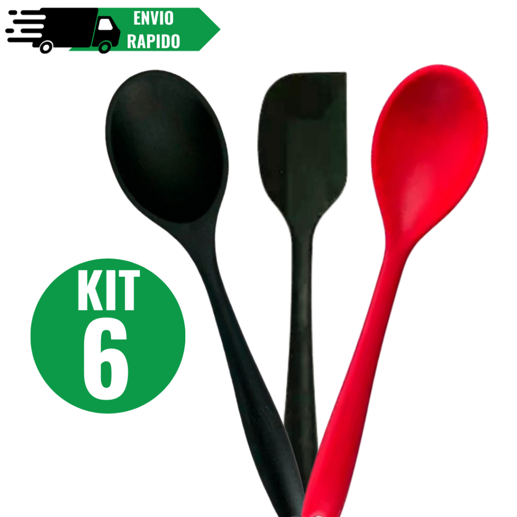 Jogo Espátula mais Colher de Silicone Antiaderente Utilidade Domestica