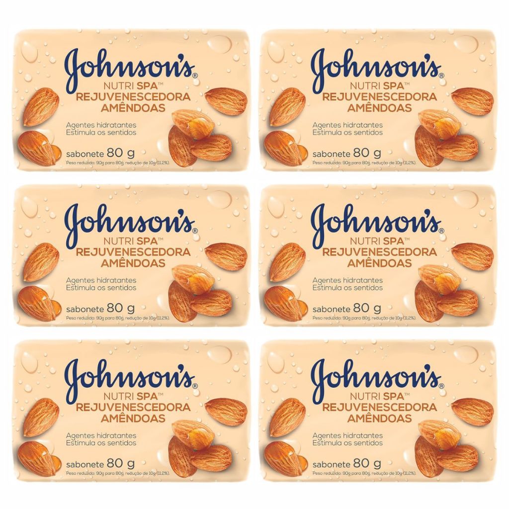 Kit 6X Sabonetes Em Barra Johnson´s Nutri Spa Amêndoas 80g