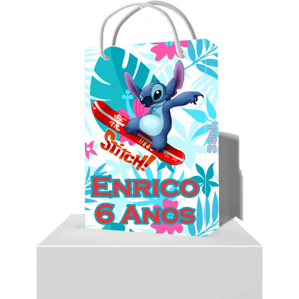 10 Sacolinhas Personalizadas Festa de Aniversário Tema Stitch - Sacolinhas para Lembrancinha