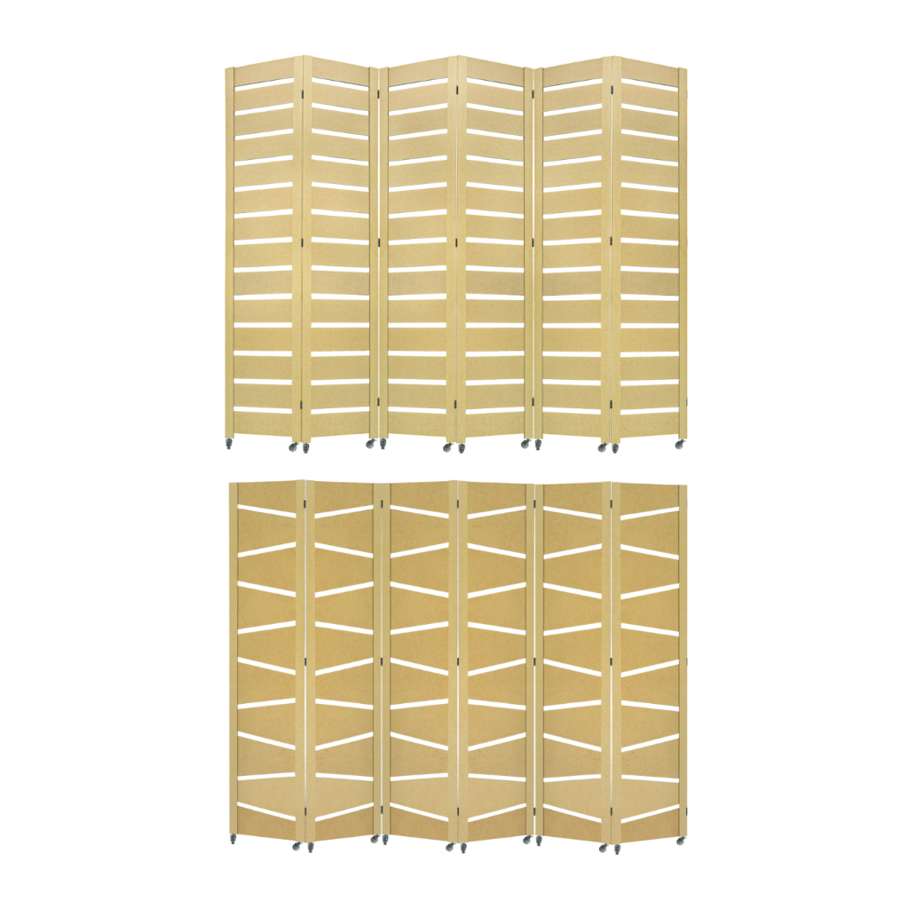 6 Biombo Slim Com Rodinha Folha Painel Divisor Divisória Separador De Ambiente Madeira Mdf Cru