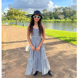 Vestido Infantil e Juvenil com Forro Toque Macio Estampado Xadrez em Oferta na Shopee