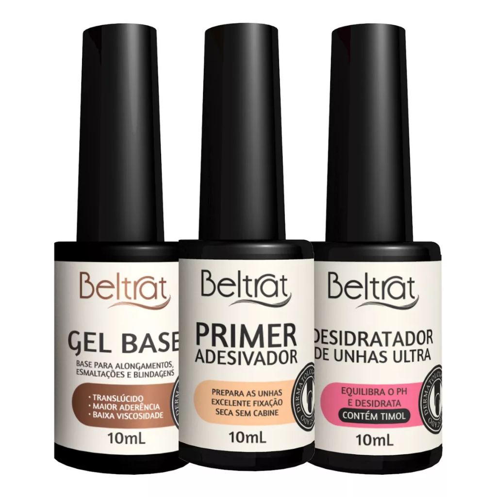 Kit Beltrat Gel Base 10ml + Primer Adesivador + Desidratador