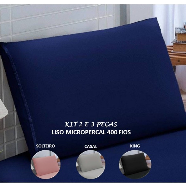 Kit 02 Jogos de Lençol Solteiro, Casal e King 2 Peças 400 Fios Liso -  Roupa de Cama Com Elastico
