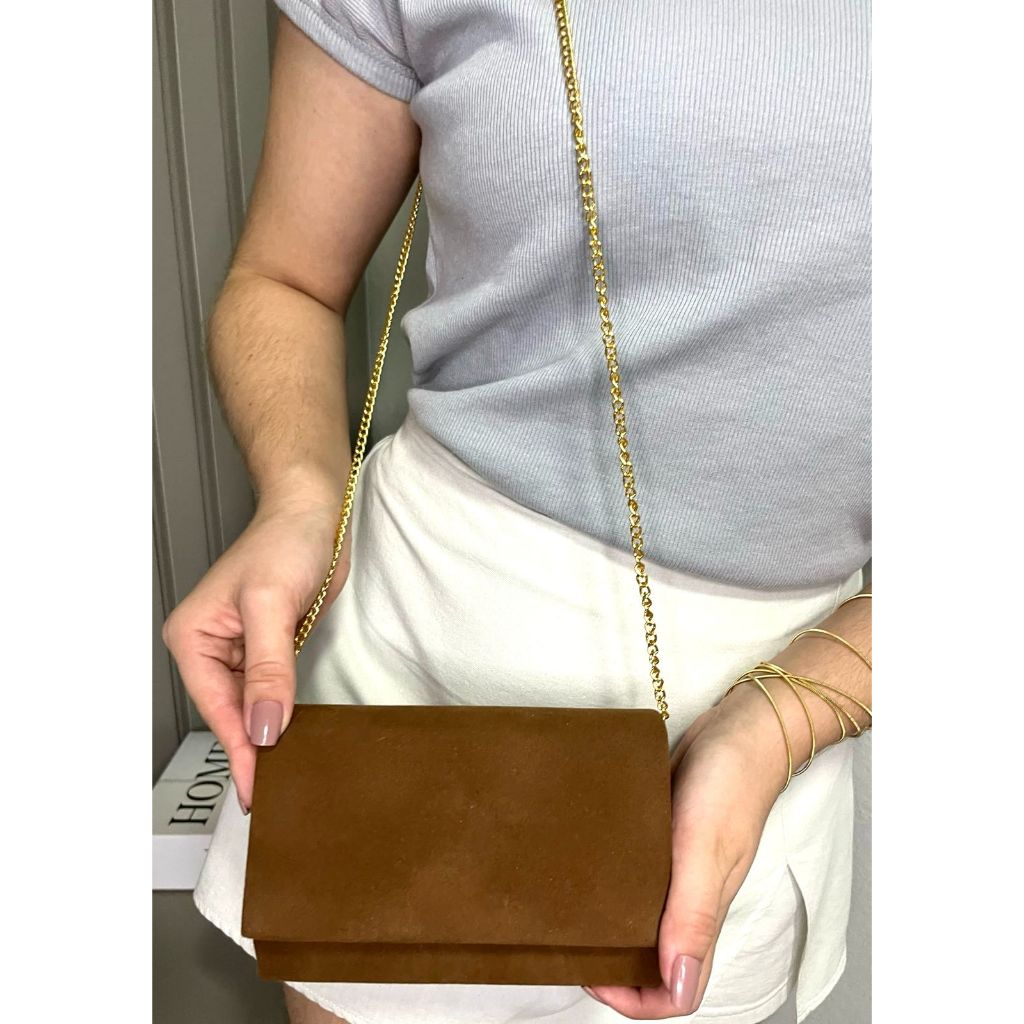 Bolsa Feminina de Camurça Pequena de Festa Casamento Balada Moda Blogueira Chique Bolsa Festa