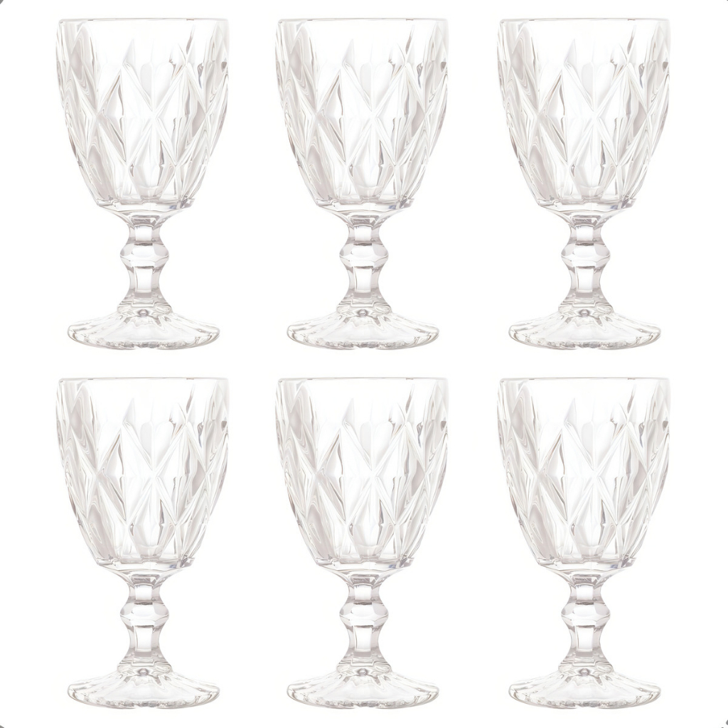 Jogo 6 Taças Vidro 340ml Diamond Transparente em Oferta na Shopee