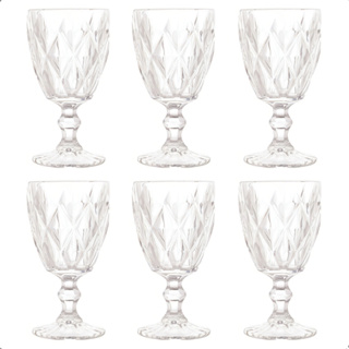 Jogo 6 Taças Vidro 340ml Diamond Transparente em Oferta na Shopee
