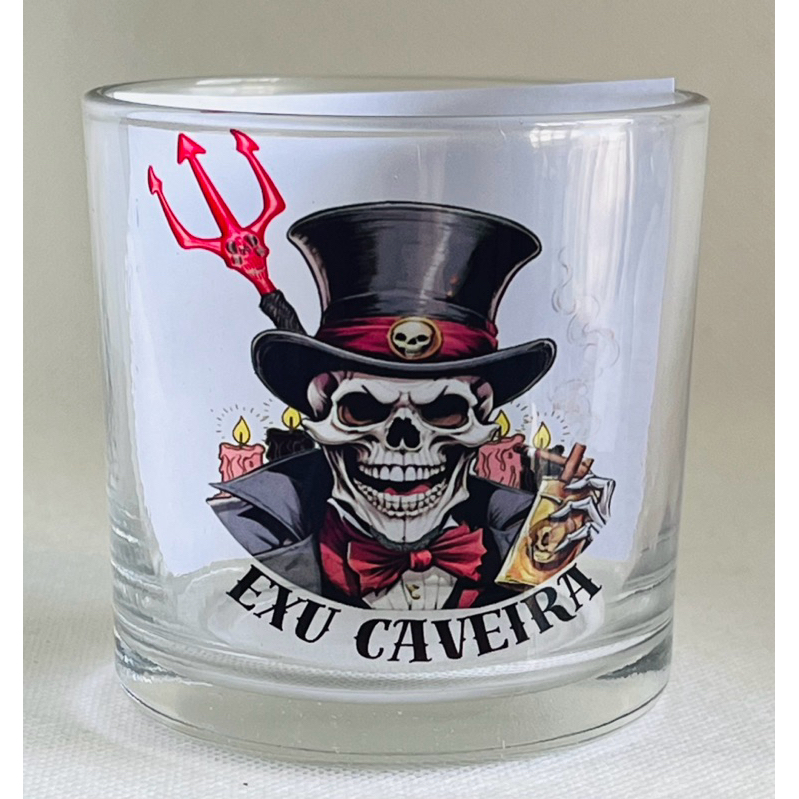 COPO DE BEBIDA E OFERTÓRIO CAVEIRA - EXU CAVEIRA - TATA CAVEIRA - JOÃO CAVEIRA - ZÉ CAVEIRA 260ML VIDRO