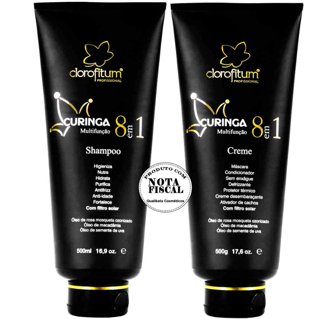 Kit Curinga 8 Em 1 Multifunção Clorofitum Shampoo E Creme 500g em Oferta na Shopee