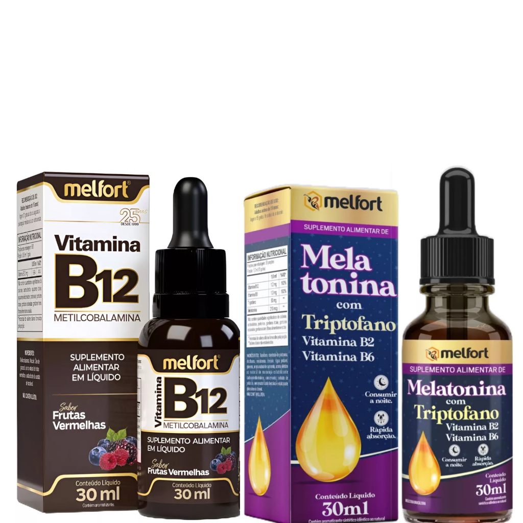Vitamina B12 Metilcobalamina 30ml  + Melatonin com Triptofano 30ml