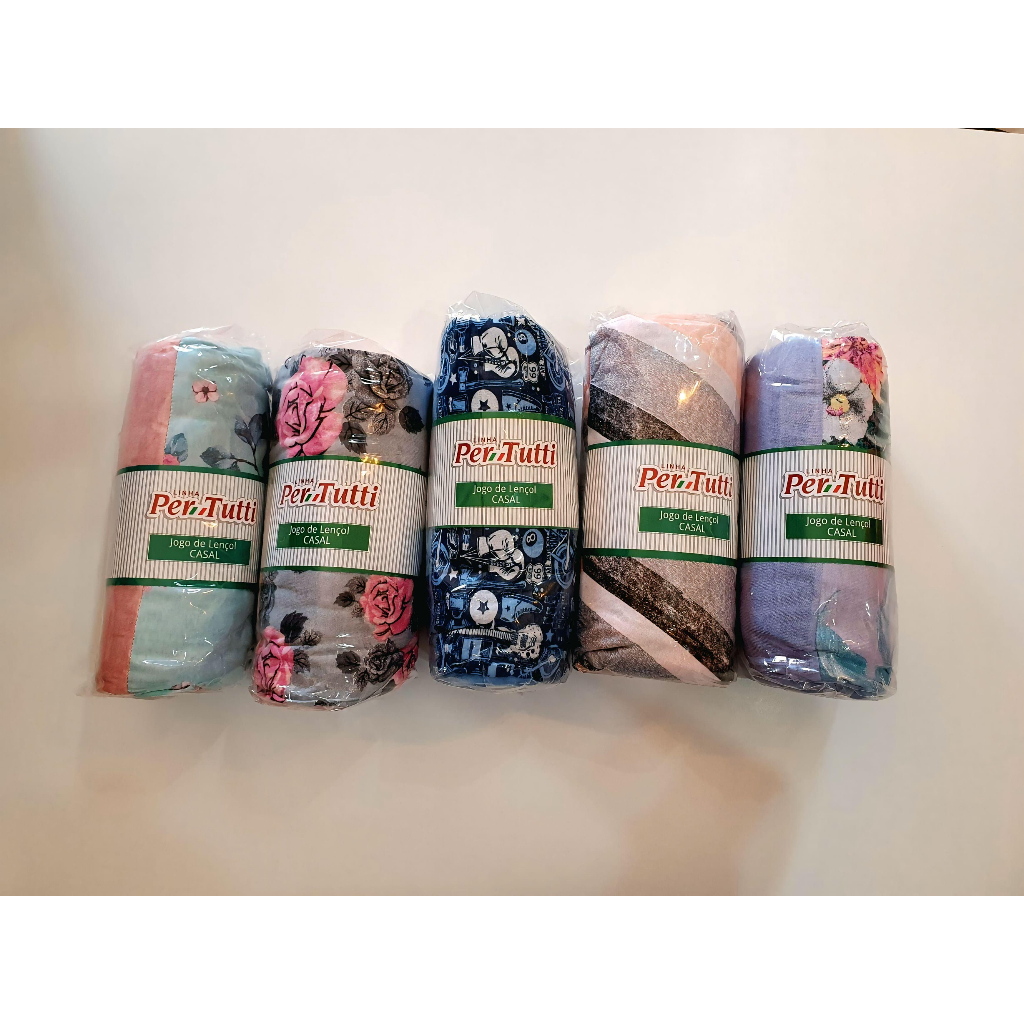 Kit 1 jogo de cama solteiro e 1 jogo de cama casal linha Pertutti - Malha 100% algodão
