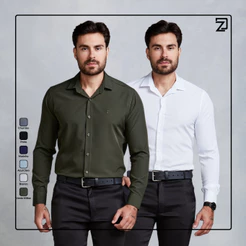 Kit 2 Camisas Sociais Slim Fit Masculina Spandex