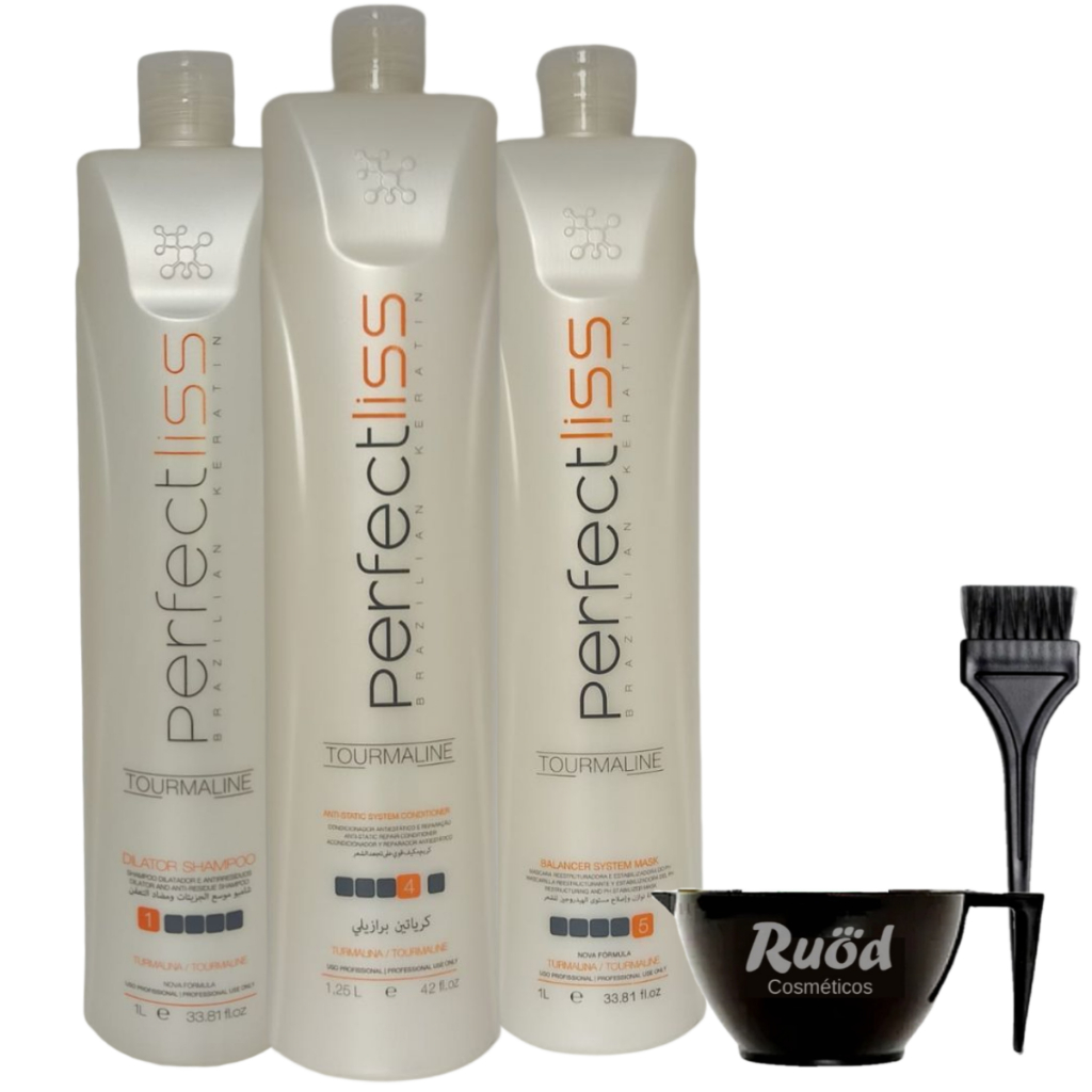 Kit Escova Progressiva Perfect Liss Turmalina Visat Hair + Kit Aplicador Profissional ou Só Passo 4 1250ml + óleo 7ml