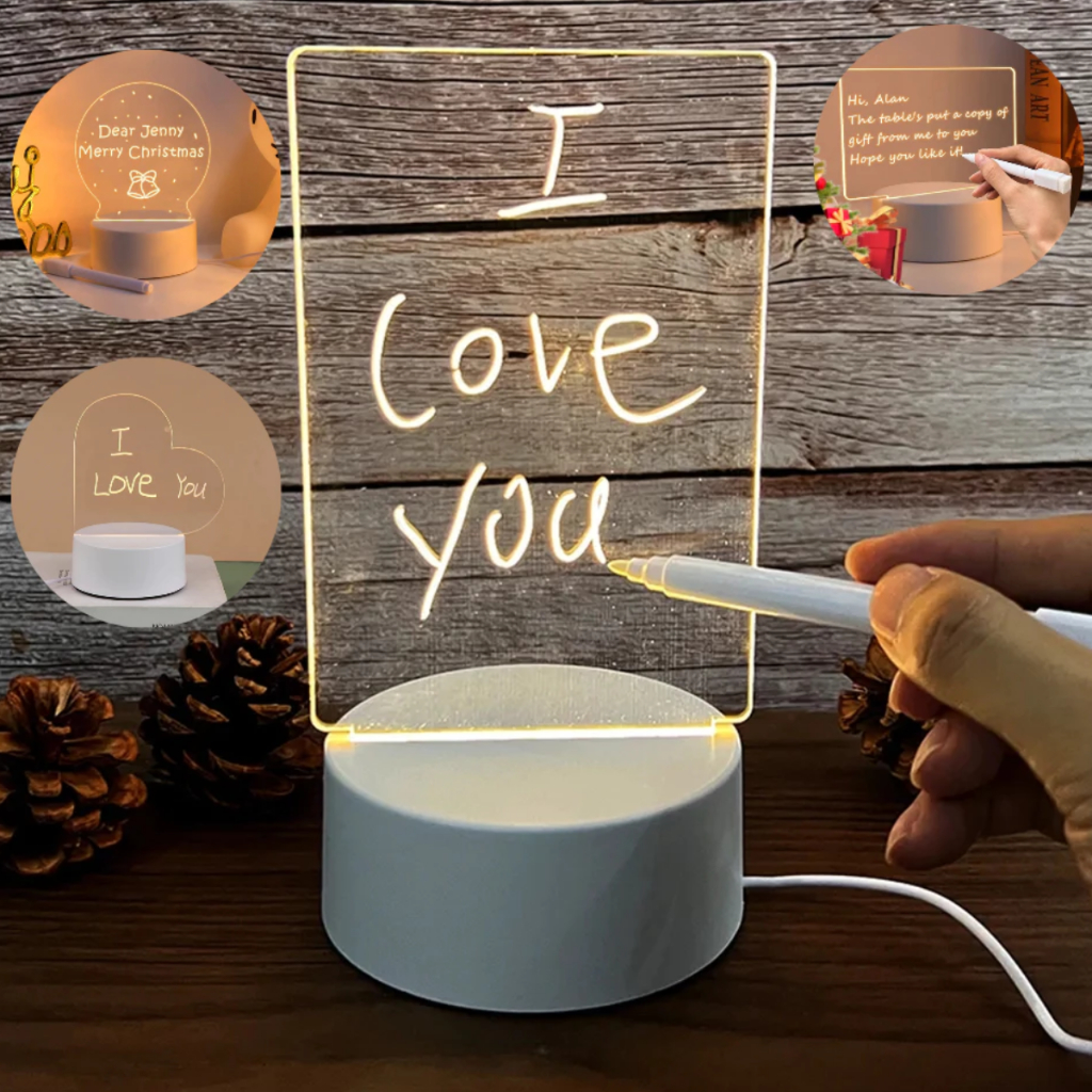 Luminária de Mesa Até 3 Uni Lousa de Escrever Abajur Led Quadro de Notas Anotações Acrílico Escreve em Oferta na Shopee