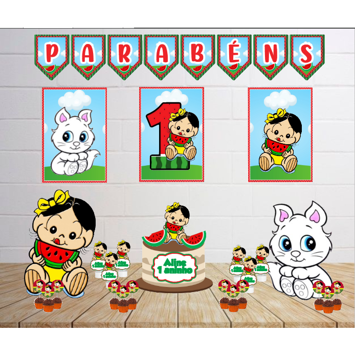 Kit Personalizado Festa Infantil Magali Decoração Aniversário Mesversário Só Um Bolinho Lembrancinhas