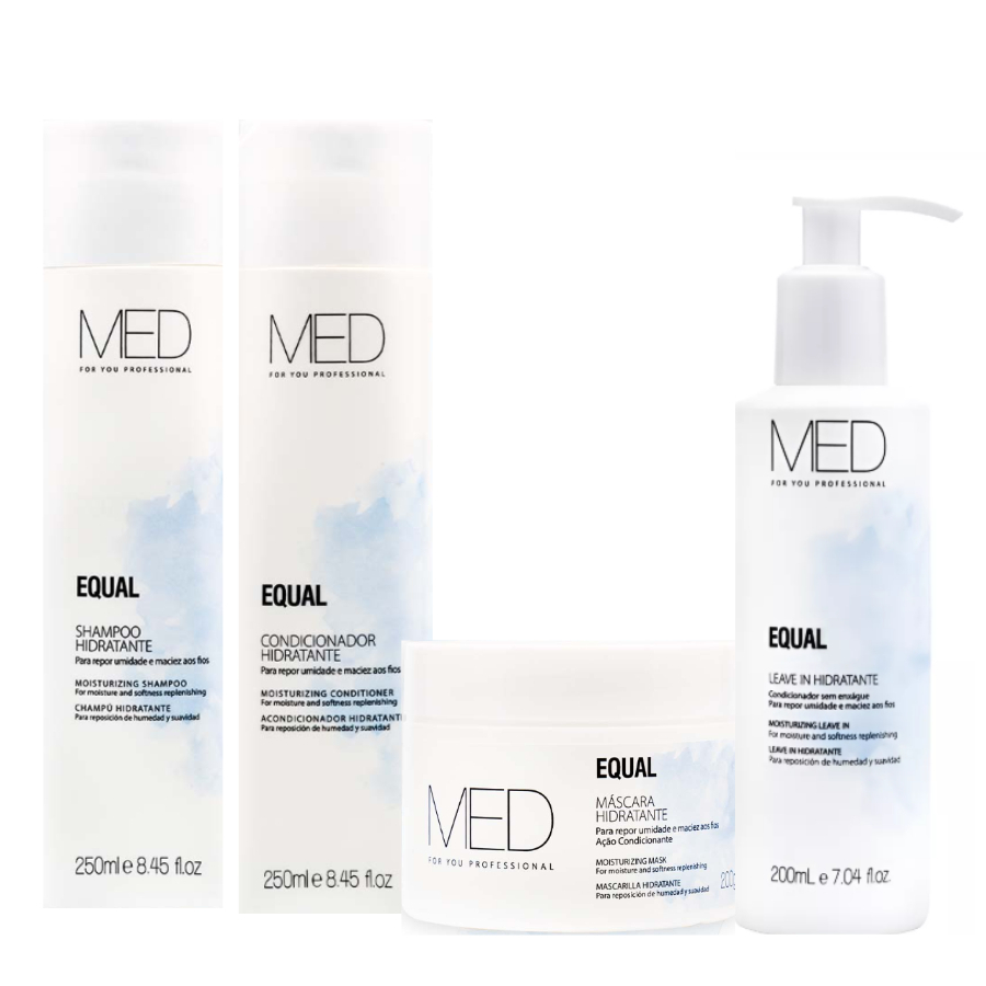 Shampoo e Condicionador Med For You Hidratante Equal Máscara Profissional Leave In Protetor Térmico