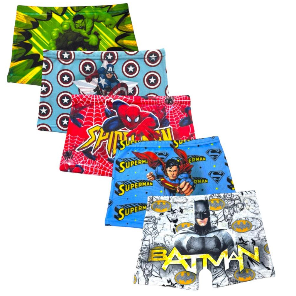 Kit 5 Cueca Box Boxer Infantil Sublimada Personagem Desenho Menino Criança Masculina Microfibra em Oferta na Shopee