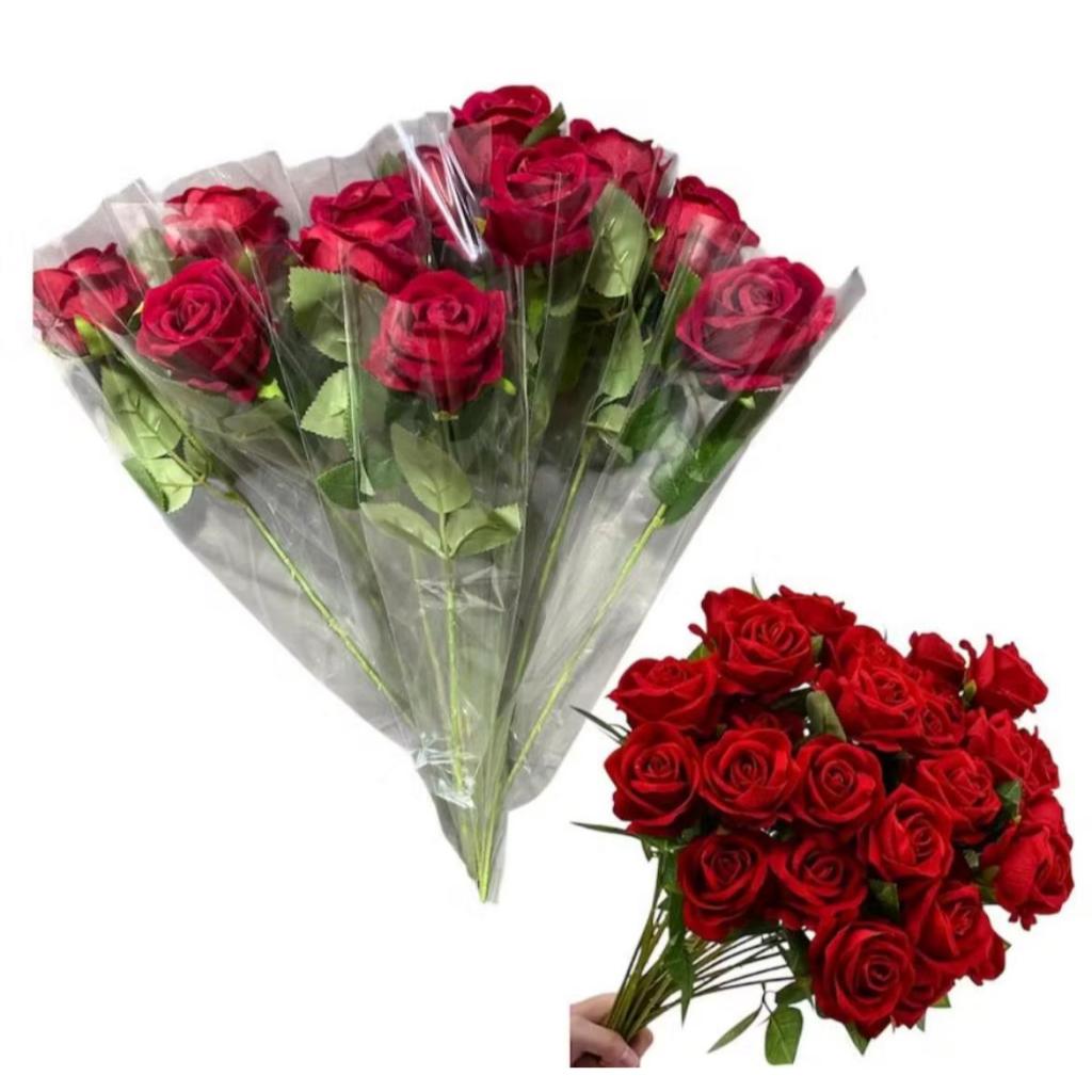 Kit 30 Rosa Vermelha Colombiana Aveludada Artificial Botão + 30 Embalagem Dias Das Mães Presente em Oferta na Shopee