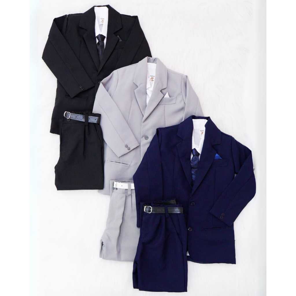Terno Completo Infantil  Juvenil Social Menino Oxford  KIt 5 Peças - Paletó Calça Camisa Gravata Cinto Pajem Noivinho
