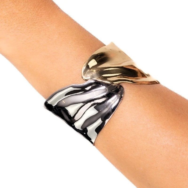 Pulseira Bracelete Feminino Aço Inox Dourado Prata Martelado Não Escurece Hipoalergênico
