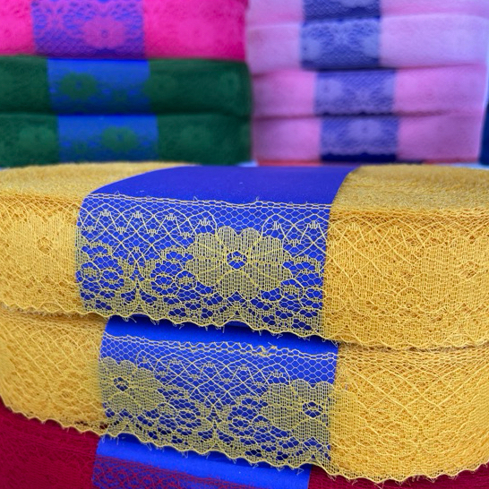 Renda Rígida 4,00cm de largura Peças com 100 metros 100% poliéster Rendinha, Renda de Nylon em Oferta na Shopee