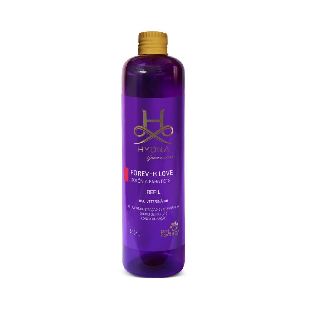 Colônia Pet Cachorro e Gatos Hydra Groomers Forever Love 450mL Refil