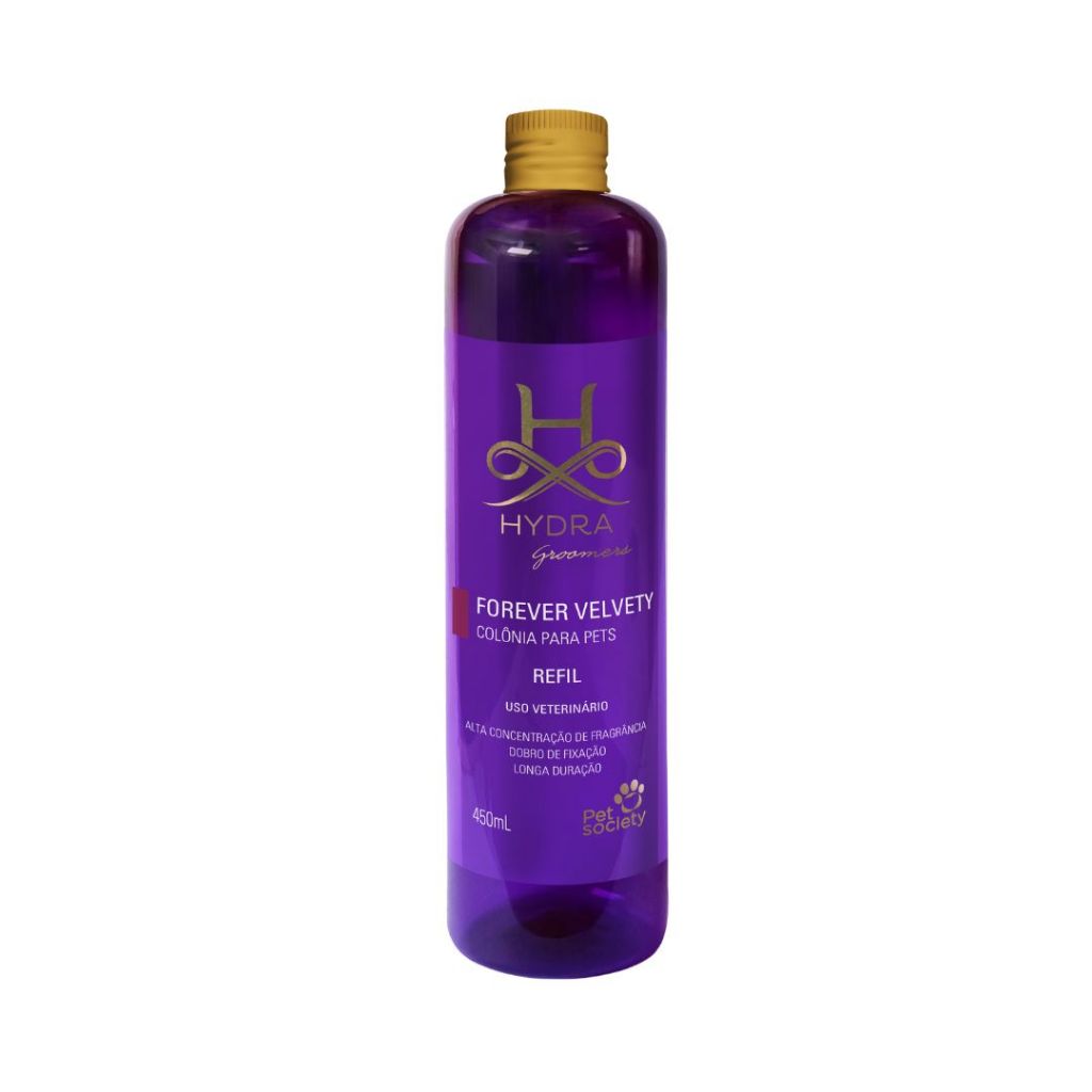 Colônia Pet Cachorro e Gato Hydra Groomers Forever Velvety 450mL Refil