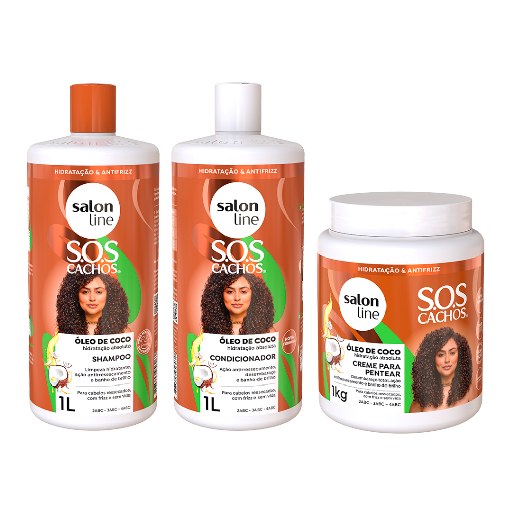 Kit SOS Cachos Coco Familia com Creme de Pentear 1kg Salon Line